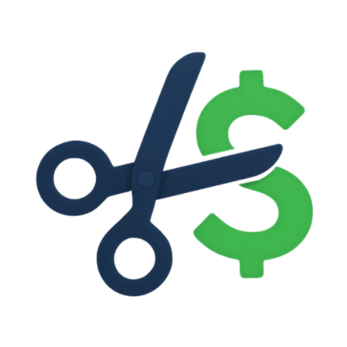 Cost savings and budget planning icon for hearing practice startup services