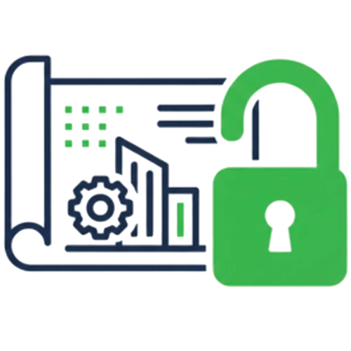 Secure hearing practice startup strategy planning and business systems icon